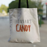 Tote Bag Halloween Corn Trick ou traitement personnalisé<br><div class="desc">Sac à bonbons d'Halloween personnalisé. Passez une bonne nuit de Trick ou de Treat!. Convient à votre tas de bonbons corns - vous feriez beaucoup ici. Personnalisez avec votre nom. Joyeux Halloween !</div>
