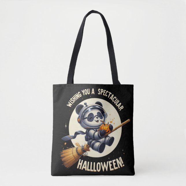 Tote Bag Halloween cosmique : L'astronaute de Panda aime le (Devant)