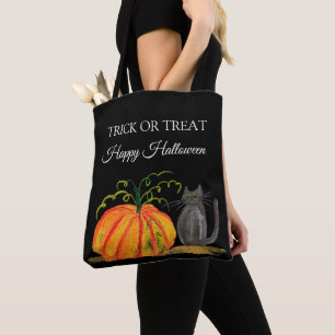 Tote Bag Halloween Cute Citrouille chat noir moderne