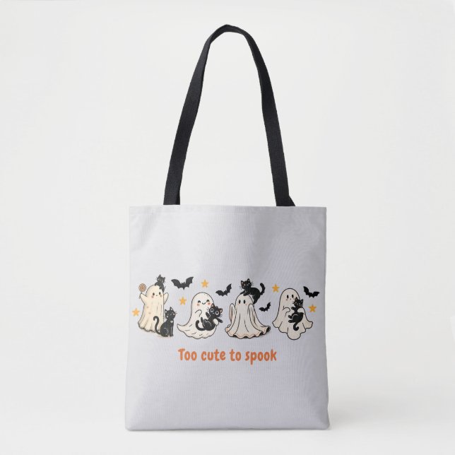 Tote Bag Halloween Cute Éffrayant Ghost Chat - Chat cadeau  (Devant)