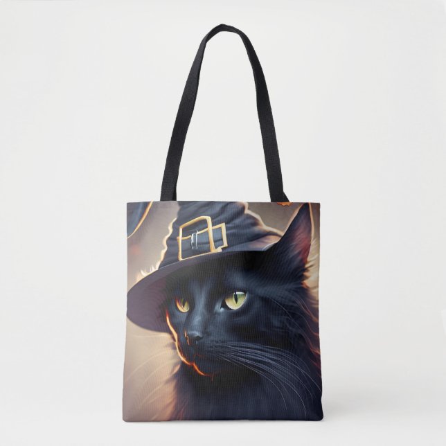 Tote Bag Halloween de chat noir (Devant)