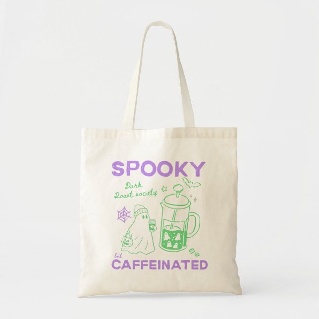Tote Bag Halloween de fantôme mignon mais caféiné (Devant)