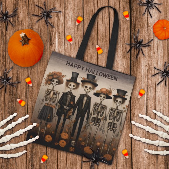 Tote Bag Halloween déplaisant de la famille de squelettes (Créateur téléchargé)