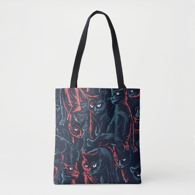 Tote Bag Halloween des chats noirs (Devant)