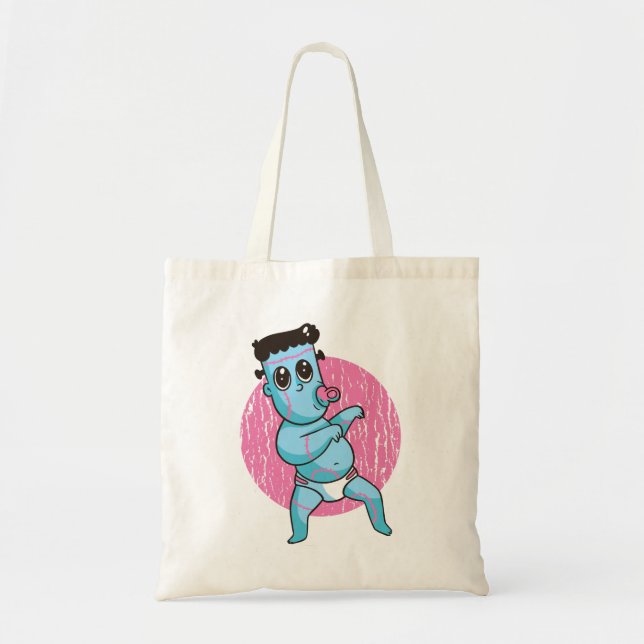 Tote Bag Halloween Drôle de Monstre Zombie - Bébé Frankenst (Devant)