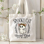 Tote Bag Halloween Éffrayant Chat Social Club Funny<br><div class="desc">Halloween Éffrayant Cat Social Club Funny Sacs fourre-tout présente le texte "Éffrayant Cat Social Club Mignonne mais Déplaisant" dans la typographie de script moderne accentué d'un mignon fantôme de chat entouré d'une couronne fleurie. Idéal pour les amoureux de les chats pour les fêtes d'Halloween, Halloween préférez les sacs et tour...</div>