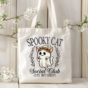 Tote Bag Halloween Éffrayant Chat Social Club Funny