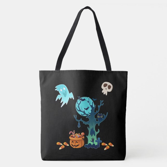 Tote Bag Halloween Éffrayant Déplaisant Fantômes chauves-so (Devant)