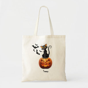 Tote Bag Halloween éffrayant en chat noir