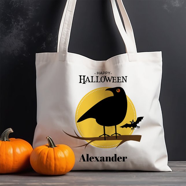 Tote Bag Halloween éffrayant noir corbeau (Créateur téléchargé)