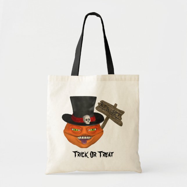 Tote Bag Halloween en tête du Citrouille déplaisant (Devant)