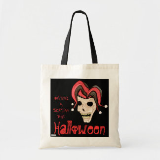 Tote Bag Halloween Evil Jester Skull (Rouge)
