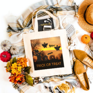 Tote Bag Halloween Fantômes et chauves-souris d'horreur noc