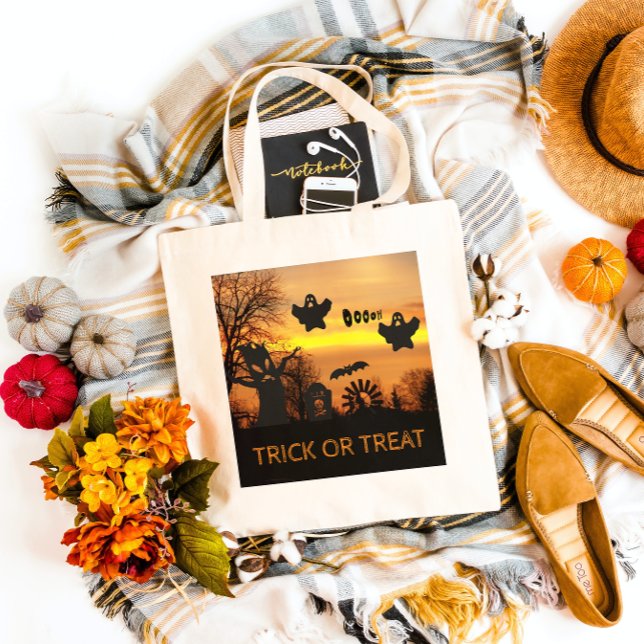 Tote Bag Halloween Fantômes et chauves-souris d'horreur noc (In Situ)