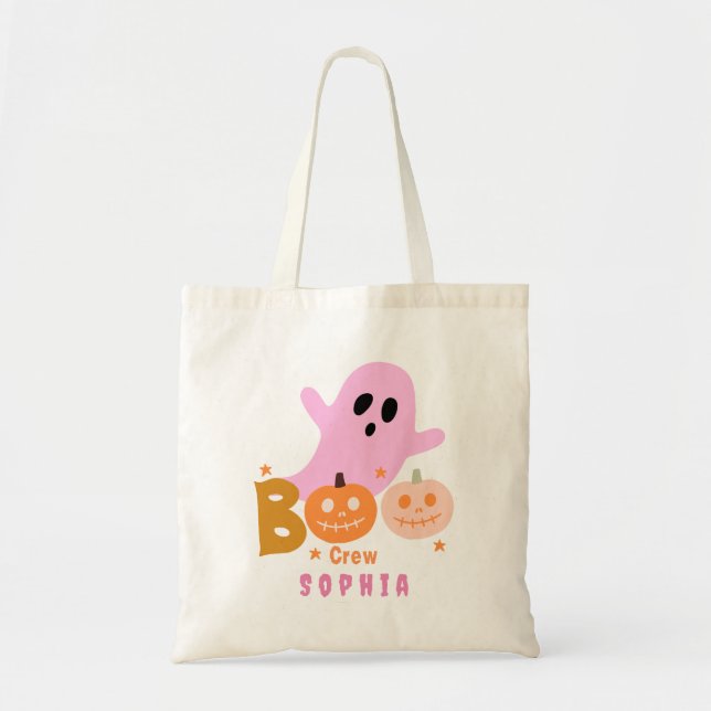 Tote Bag Halloween Ghost Trick or Treat Pink Boo (Devant)