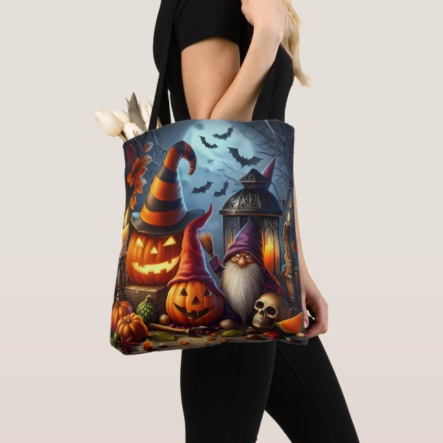 Tote Bag Halloween Gnome et Jack-O-Lanterns (De près)