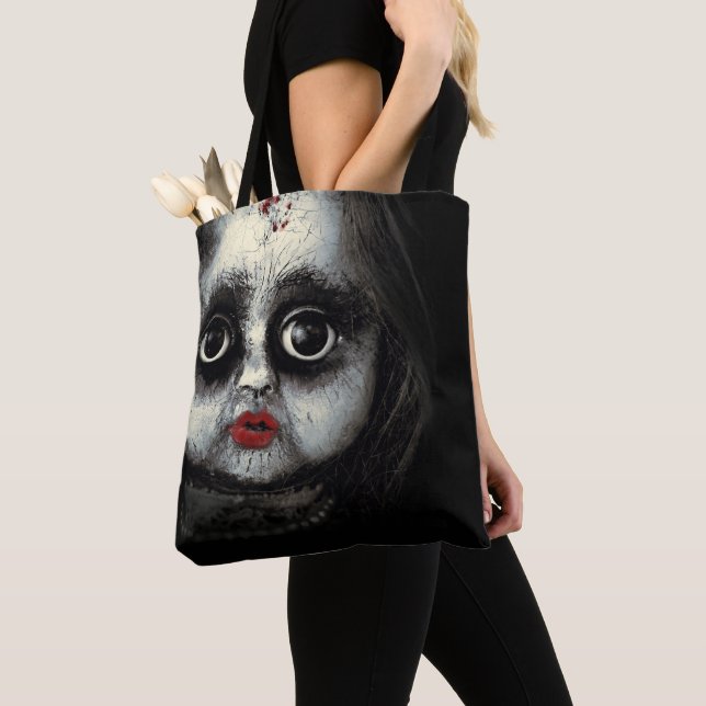 Tote Bag Halloween goth Porcelaine déplaisante effrayant (De près)