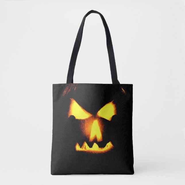 Tote Bag Halloween Jack-o'-lantern Face (Devant)