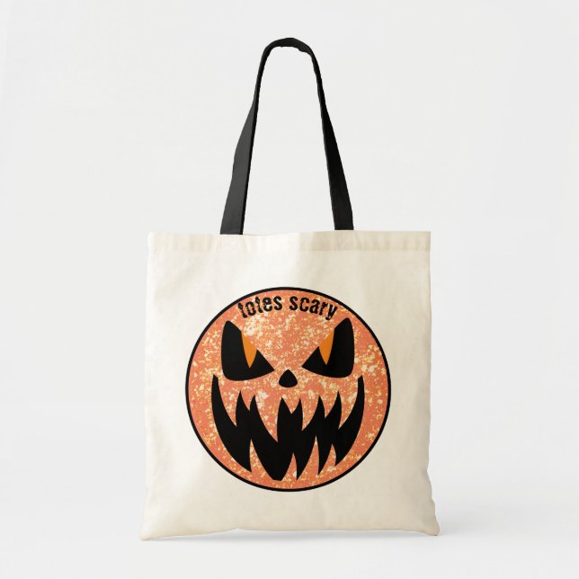 Tote Bag Halloween Jack o' Lanterne noir orange (Devant)