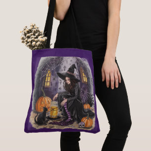 Tote Bag Halloween, La Sorcière, Son Potion, et la Minuit