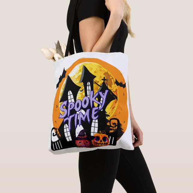 Tote Bag Halloween Maison Hantée à éffrayant temps (De près)
