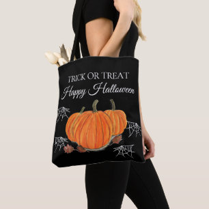 Tote Bag Halloween mignonne Citrouille Black Spider Webs Mo