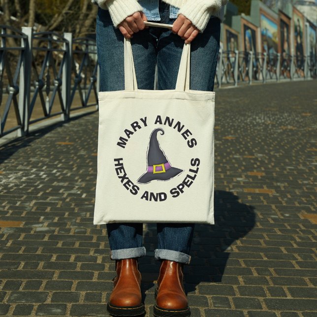 Tote Bag Halloween minimaliste sorcières Casquette Whimsica (Créateur téléchargé)