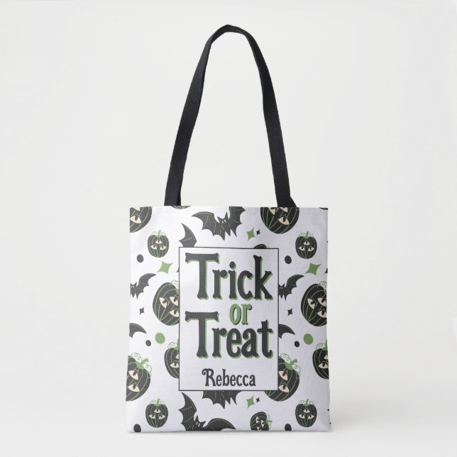 Tote Bag Halloween moderne 3 yeux Citrouille Éffrayant pour (Devant)