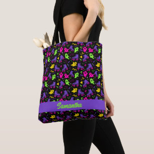 Tote Bag Halloween monogramme néon fantômes et patins
