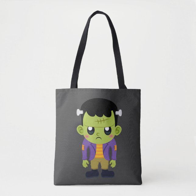 Tote Bag Halloween monstre Frankenstein Green (Devant)