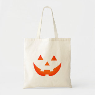 Tote Bag Halloween néon orange Jack-o'-lantern visage citr