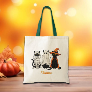 Tote Bag Halloween noir chats fantômes