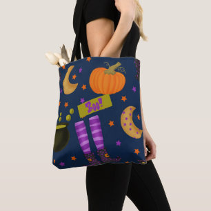 Tote Bag Halloween noir et violet Motif lunaire