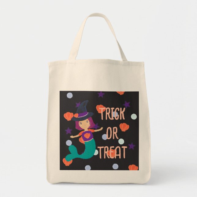Tote Bag Halloween Pastel Mermaid sorcière ou traitement (Devant)