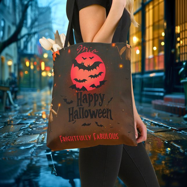 Tote Bag Halloween personnalisé avec épouvantails et chauve (Créateur téléchargé)