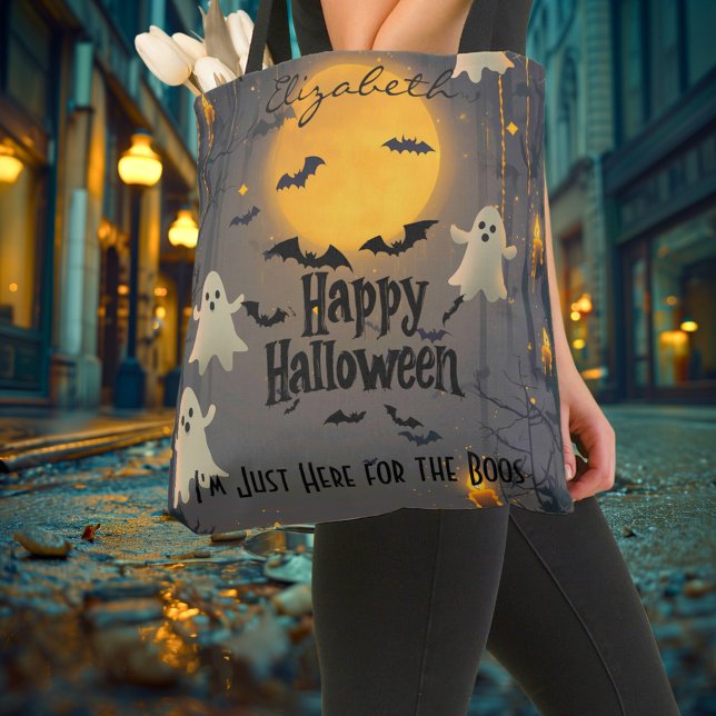 Tote Bag Halloween personnalisé avec Fantômes et Pleine lun (Créateur téléchargé)