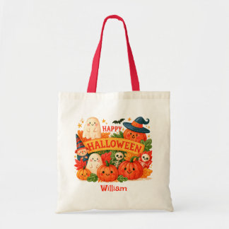 Tote Bag Halloween personnalisé joyeux fantômes mignons