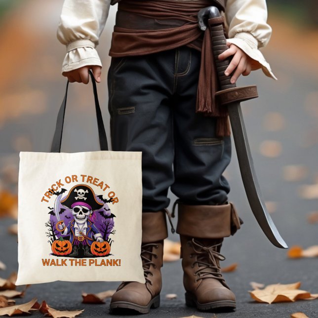 Tote Bag Halloween Pirate Trick or Treat or Walk the Plank (Créateur téléchargé)