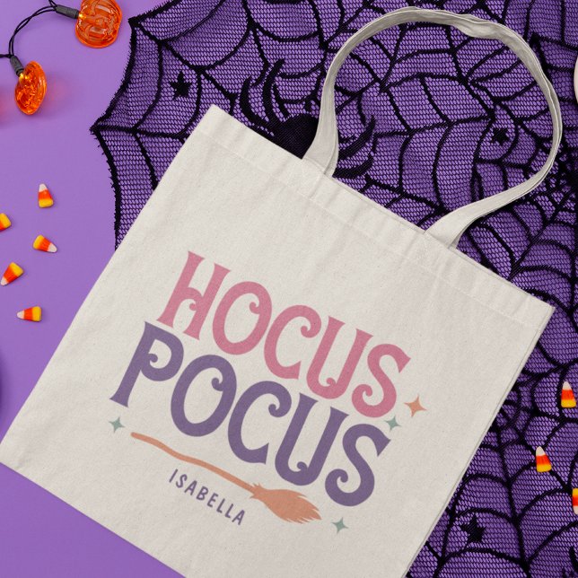 Tote Bag Halloween Pocus Pink Purple Personnalisé (Créateur téléchargé)