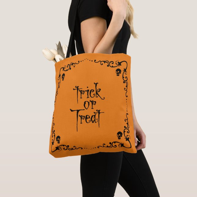 Tote Bag Halloween Pumpkin Orange Trick or Treat  (De près)