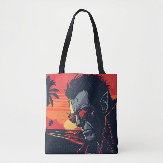 Tote Bag Halloween rétro cool Werewolf Sunset (Devant)