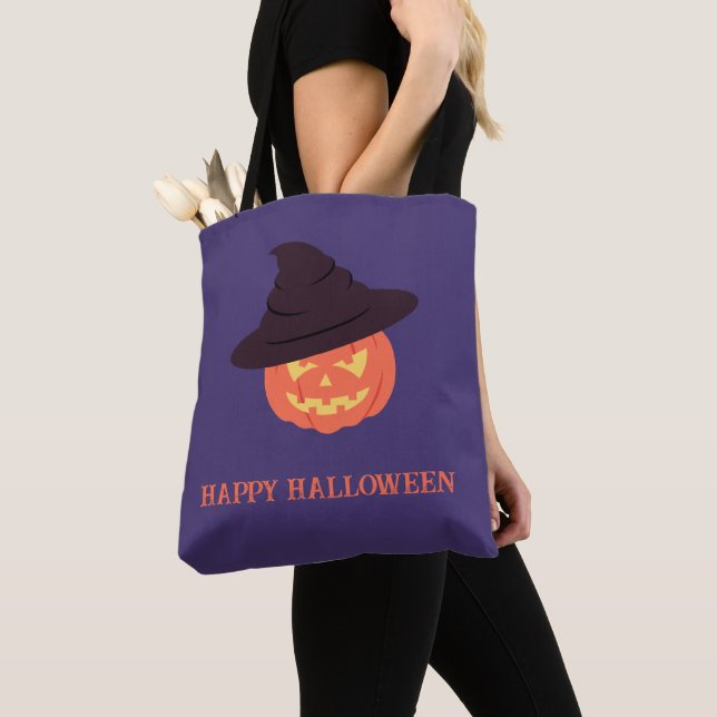 Tote Bag Halloween rétro-orange Citrouille (De près)