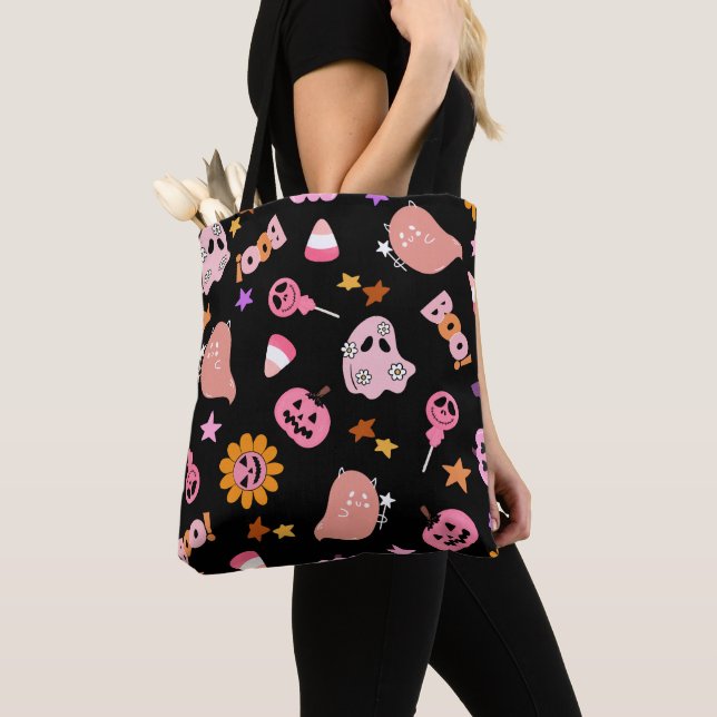 Tote Bag Halloween rose (De près)