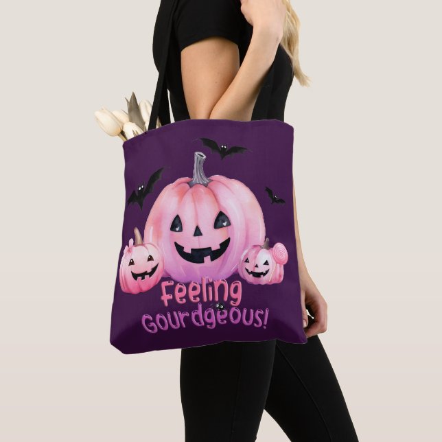 Tote Bag Halloween rose (De près)