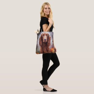 Tote Bag Halloween Rouge irlandais Setter avec la peur Citr
