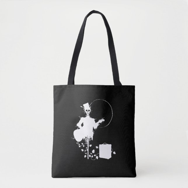 Tote Bag Halloween Scarecrow Jouer le crâne de guitare (Devant)