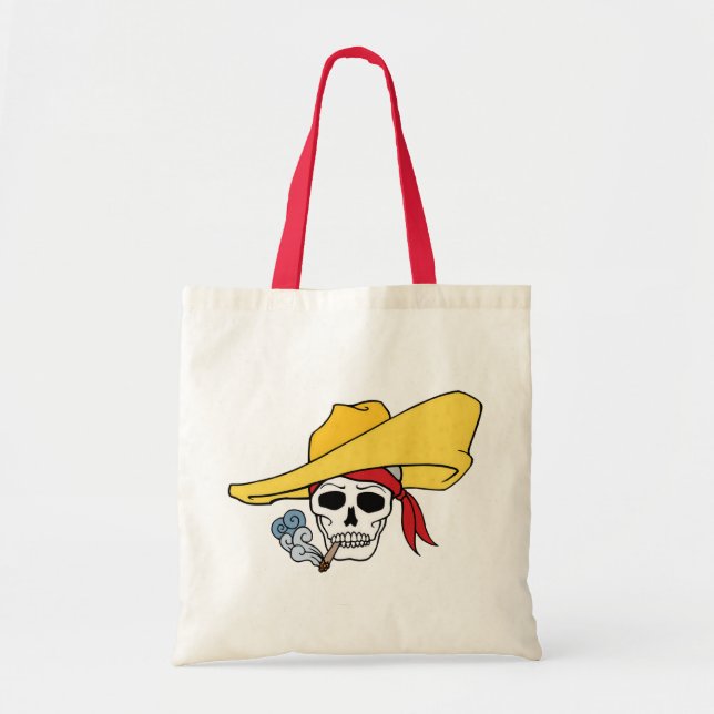 Tote Bag Halloween Smoking Skull with Bandana Cartoon (Devant)