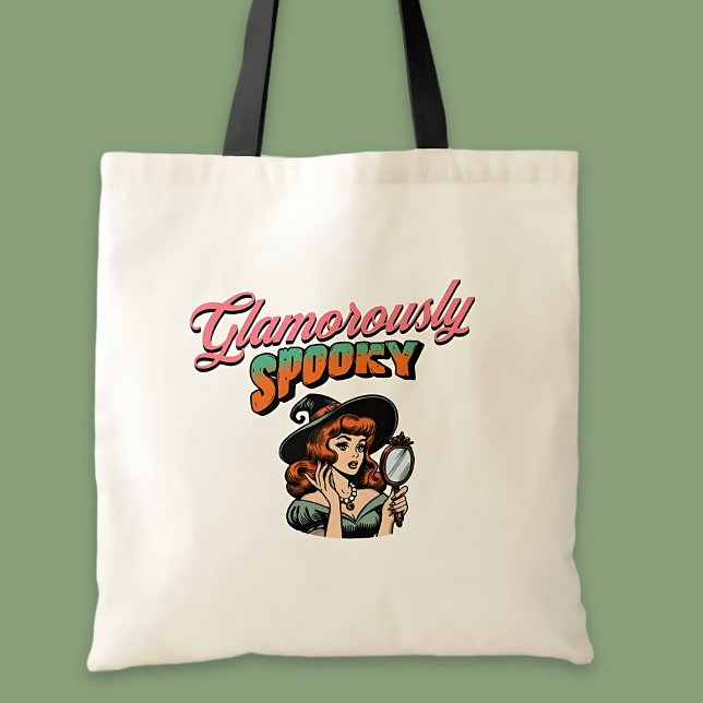 Tote Bag Halloween sorcière Vintage flambant Éffrayant (Glamorously Spooky Vintage Witch Halloween Tote Bag)