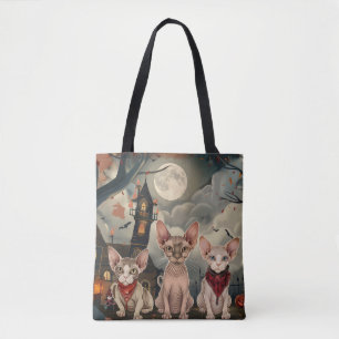 Tote Bag Halloween sphynx chats Éffrayant
