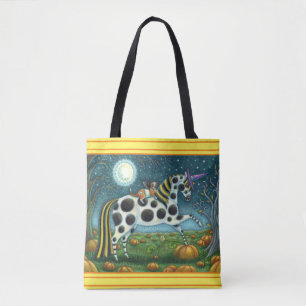 Tote Bag HALLOWEEN SPOTTÉ PONY ET CHAT CHAT Cheval Whimsica